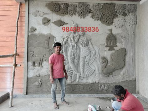 Radha Krishna murals mokila Hyderabad 9848833836 Bed Back Design, Bed Back, Mural Wall, Mural Art, Back Design, Radha Krishna, Hyderabad, Krishna, Wall Murals