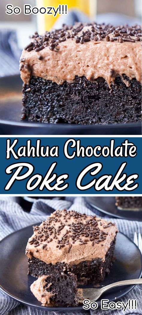 Boozy Cakes, Weight Watcher Desserts, Chocolate Poke Cake, Resipi Kek, Coconut Dessert, Pane Dolce, Cupcake Wars, Boozy Desserts, Poke Cake Recipes