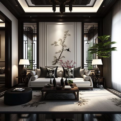 Chinese Interior Design Modern, Chinese Style Interior Design, Japanese Modern Interior, Aesthetic Japanese Art, Art For Your Room, Modern Chinese Interior, Chinese Living Room, Chinese Interior Design, Chinese Style Interior