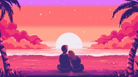 Pixel Art Landscape, Pixel Art Background, Pixel Animation, Arte 8 Bits, 8bit Art, Live Wallpaper Iphone, Wallpaper Animes, Macbook Wallpaper, Aesthetic Gif