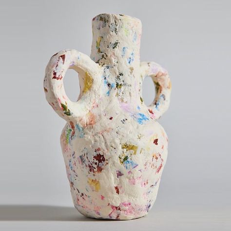 Throwing some colour at you today with this Shura Confetti Vase 🌈 I love the layering of colours (swipe across) and painting this is the… | Instagram Sculpture Vase, Paper Mache Clay, Greek Vases, Paper Mache Sculpture, Paper Mache Art, Paper Mache Crafts, Dry Flowers, Ceramics Pottery Art, Circular Design