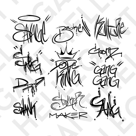 12-Pack Inked Ink Graffiti Vector Logo Icons Text Graffiti Art Saying Quote SVG, PnG, EPS - Printing, t -Shirt Designs, Print Graphics cnc Cool Svg Design, Graffiti Tags Ideas, Throwies Graffiti, Graffiti Drawings Words, Pop Art Font, Alphabet Graffiti, Art Deco Font, Graffiti Text, Graffiti Logo