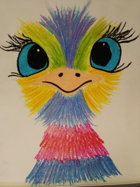 Emu Drawing, Pastels Art, Art For Beginners, 3rd Grade Art, Classroom Art Projects, Drawing Face, Elementary Art Projects, Kindergarten Art, School Art Projects