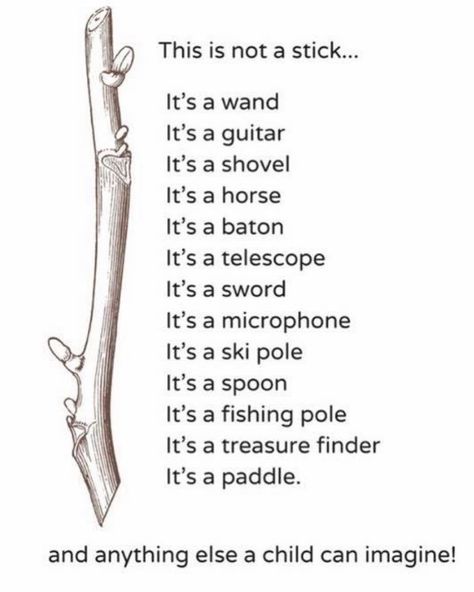 Loose Parts open a world of imaginative play where a simple stick can become anything a child wants it to be! Childcare Quotes, Play Quotes, Childhood Quotes, Forest School Activities, Family Day Care, Nature School, Invitation To Play, Mental Training, Forest School