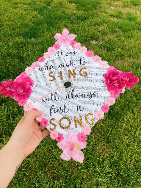 Music Theme Graduation Cap, Music Graduation Cap Ideas, Music Major Graduation Cap, Music Teacher Graduation Cap, Song Lyric Graduation Cap, Music Grad Cap Ideas, Graduation Cap Designs Music, Music Grad Cap, Music Graduation Cap