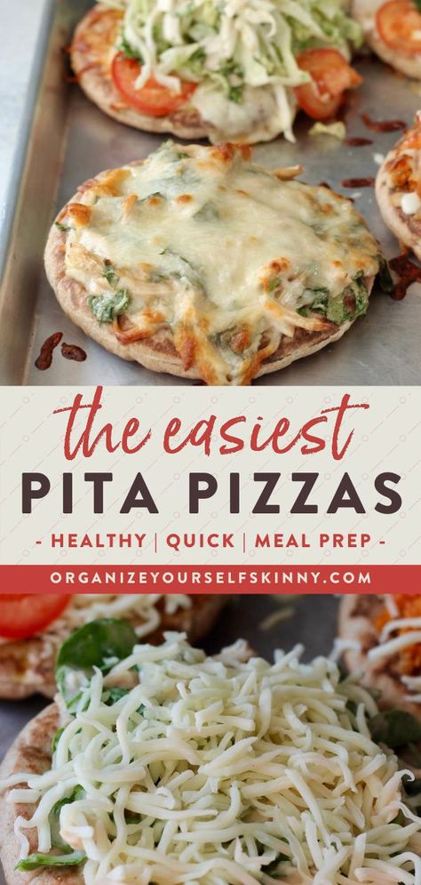 Easy Weeknight Dinners Healthy, Pita Pizza, Pita Pizzas, Healthy Pizza Recipes, Quick Meal Prep, Healthy Pizza, Healthy Dinner Recipes Chicken, Quick Healthy Meals, Easy Weeknight Dinner