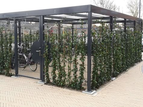 Bin Storage Ideas, Trash Enclosure, Cycle Shelters, Bike Shelter, Bin Storage, Bike Shed, Bike Racks, Landscape Architecture Design, Bike Parking