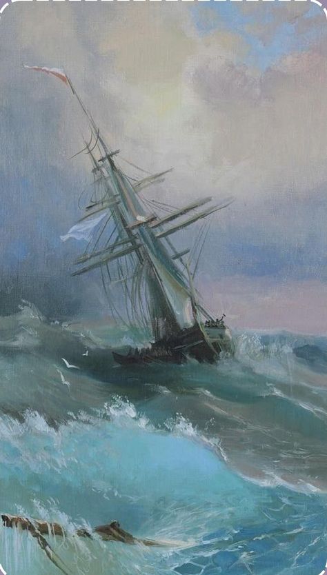 Ocean Wave Painting, Art Wave, Sailing Art, Maritime Art, Ship Paintings, Boat Art, Painting Subjects, Wave Painting, Boat Painting