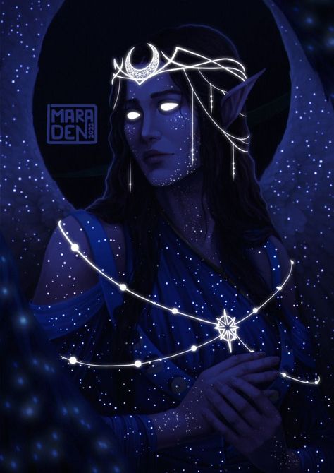 Moon Elf, Star Goddess, Dark Elf, Pinturas Disney, Goddess Art, Fantasy Inspiration, Dnd Characters, Fantasy Artwork, Fantasy Character Design