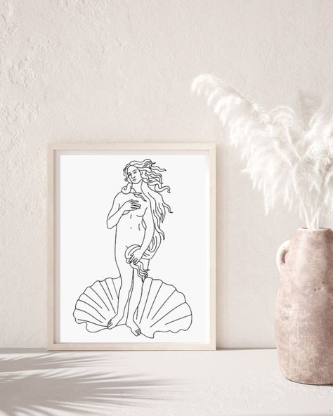 Venus Painting, Minimalist Line Drawing, Birth Of Venus, Minimalist Drawing, Roman Art, Print Black And White, Mythology Art, Goddess Art, Art Historian