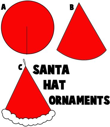 Santa Hat Ornaments Felt Santa Hat Template, How To Make A Santa Hat Out Of Felt, Santa Cap Craft, Mini Santa Hats Diy, How To Make Santa Hats, How To Make A Santa Hat, Santa Hats Diy, Christmas Hats Diy, Santa Hat Crafts