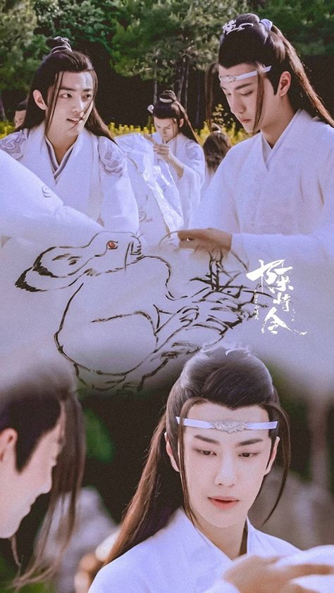 "The Untamed" | A rare smile from Lan Wangji (Wang Yibo) when he sees that Wei Wuxian (Xiao Zhan) has painted a rabbit on his lantern. Untamed Quotes, Scum Villain's Self-saving System, Lan Wangji, Wang Yibo Xiao Zhan, Grandmaster Of Demonic Cultivation, Demonic Cultivation, The Grandmaster, Heaven's Official Blessing, Cute Actors