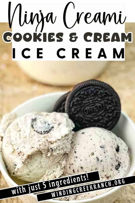 Ninja Creami Cookies and Cream Ice Cream Ninja Ice Cream Recipe, Cookies And Cream Ice Cream, Churn Ice Cream, Easy Ice Cream Recipe, Oreo Ice Cream, Ice Cream Maker Recipes, Best Cookies, Creamy Recipes, Ninja Recipes