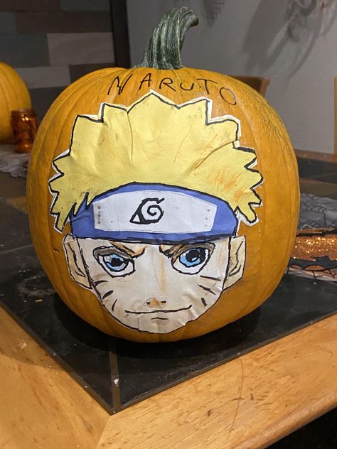 Naruto Pumpkin Painting, Anime Pumpkin Painting Ideas, Naruto Pumpkin, Anime Pumpkin, Tall Pumpkin, Pumpkin Painting Ideas, Pumpkin Carvings, Pretty Pumpkins, Pumpkin Painting