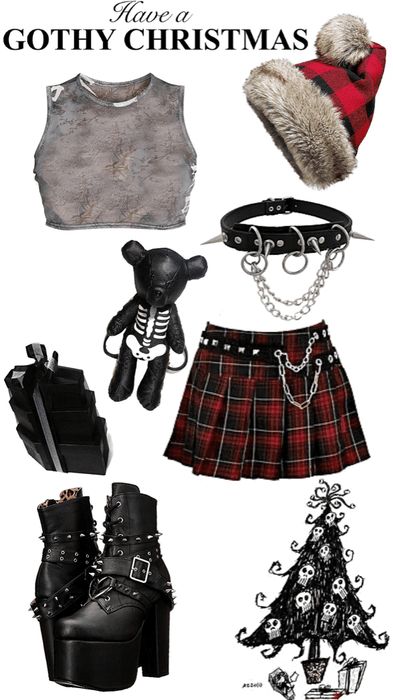 Emo Christmas Outfits, Christmas Goth Outfit, Gothic Christmas Outfit, Alt Christmas Outfits, Goth Christmas Outfit, Festive Outfits Christmas, Emo Christmas, Aesthetic Clothes Grunge, Black Friday Shopping List