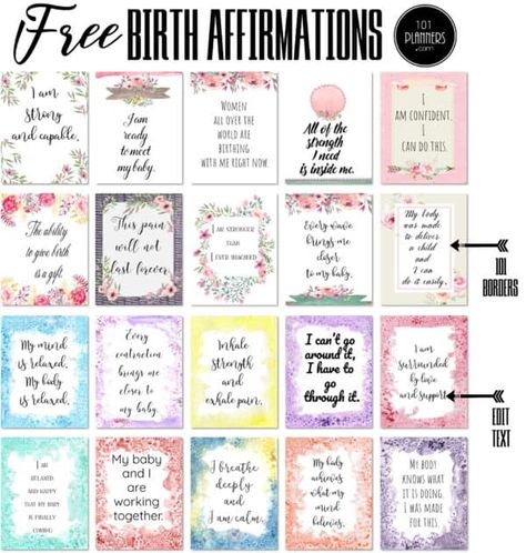 Positive Birth Affirmations, Hypnobirthing Affirmations, Birth Affirmation Cards, Positive Birth, Pregnancy Affirmations, Birth Partner, Birth Affirmations, Affirmation Posters, Friends Diy