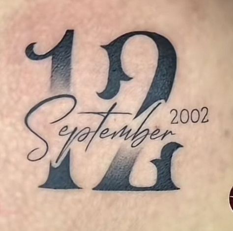 Name Birthday Tattoo, Number 19 Tattoo, Tattoo Numeros, Numeros Tattoo, Year Tattoo Ideas, Black Men Tattoos, Baby Tattoo Designs, Arm Sleeve Tattoos For Women, 12 Tattoos