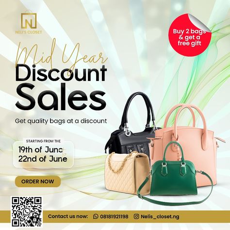 Mid year discount sales flyer design for a an online bag store Discount Sales Flyer Design, Discount Flyer Design, Promo Flyer Design, Sales Flyer Design, Marketing Ads, Sales Flyer, Promo Flyer, Clothing Labels Design, Labels Design