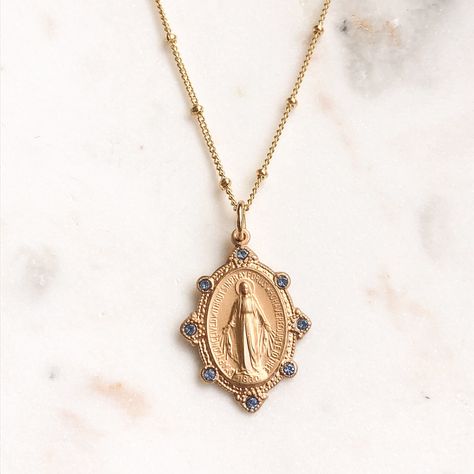 "Hello! I wanted to send a little note to say thank you for getting my purchase to me so timely and for sharing your love of God through your business. I recently ordered a gold, miraculous medal adorned with blue stones and it is absolutely stunning." 🤍 Happy Customer Miraculous Medal Necklace, Catholic Necklace, Pink Swarovski, Catholic Jewelry, Miraculous Medal, Jewelry Lookbook, Modern Necklaces, Christian Jewelry, Blessed Mother