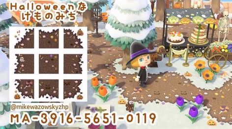 20 ACNH Halloween Design Codes - Best New Path & Clothing Designs For Animal Crossing Halloween Update Halloween Path Codes Acnh, Acnh Halloween Code Path, Acnh Paths Designs Spooky, Halloween Paths Acnh, Animal Crossing Fall Path Codes, Acnh Halloween Path Codes, Halloween Path Acnh, Halloween Codes Acnh, Acnh Fall Path Codes