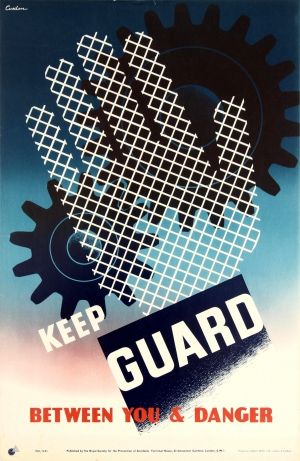 Original Vintage Posters -> Propaganda Posters -> Keep Guard ROSPA Safety Midcentury Modern - AntikBar Propaganda Posters Modern, Worker Safety, Talk To The Hand, Poster Project, Safety Posters, Ski Posters, Vintage Advertising Posters, Royal Society, Propaganda Posters