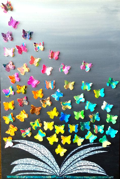 3rd Grade Lawton Auction Art Project.  Watercolor butterflies on acrylic painted canvas. Class Auction Projects, Auction Project Ideas, Art Auction Projects, Art Auction Ideas, Classe D'art, Group Art Projects, Class Art Projects, Collaborative Art Projects, School Auction