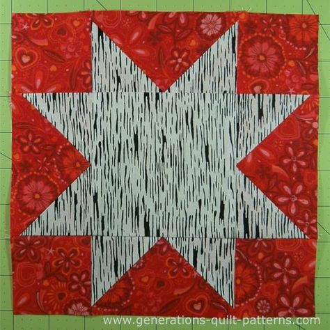 Evening Star Quilt Block Tutorial - 4", 6", 8", 10" and 12" blocks Quilts Simple, The Evening Star, Japanese Quilt Patterns, Ohio Star, Block Quilts, Evening Star, Block Diagram, Falling Star, Block Quilt