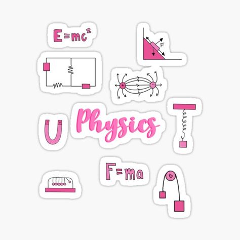 katietherose Shop | Redbubble Physics Stickers Aesthetic, Physics Stickers Printable, Physics Stickers, Physics Aesthetic, Bullet Journal Boxes, Physics Projects, Subject Labels, College Stickers, Eid Stickers