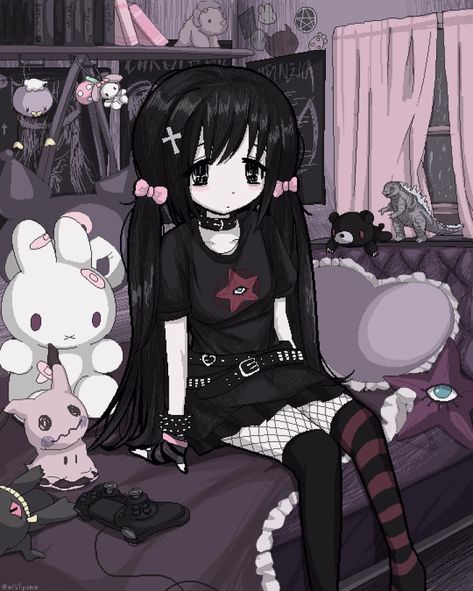 Yami Kawaii Art, Anime Bad, Dark Kawaii, Emo Art, Yami Kawaii, My Precious, Goth Art, Creepy Cute, Kawaii Art