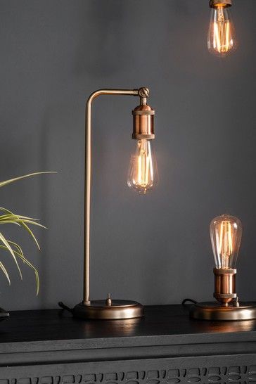 Copper Office, Industrial Table Lamps, Copper Bedroom, Loft Inspiration, Copper Table Lamp, Bedside Desk, Copper Table, Industrial Table Lamp, Copper Decor