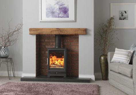 Fireline Woodtec 5 | Flames of Newark | Stoves | Fireplaces | Newark | Nottinghamshire Contemporary Wood Burning Stoves, Electric Stove Fire, Wood Burning Stoves Living Room, Log Burner Living Room, Freestanding Stove, Multi Fuel Stove, Freestanding Fireplace, Chimney Breast, Log Burner