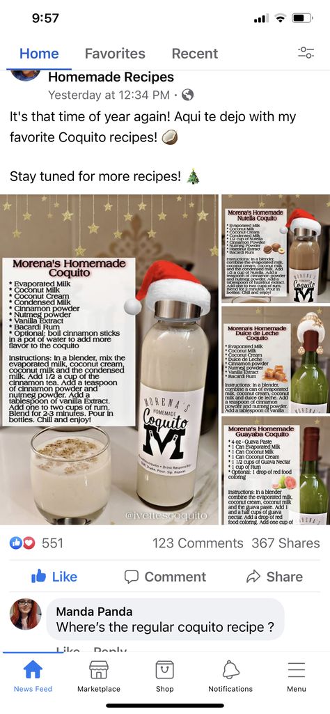 Coquito Flavors Recipe, Cookies And Cream Coquito, Coquito Gift Idea, Coquito Cookies, Coquito Flavors, Coquito Recipe Puerto Rican Authentic, Nutella Coquito Recipe, Coquito Bottles Ideas, Traditional Coquito Recipe