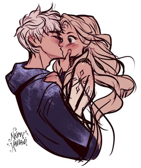 Jack Frost And Elsa Fan Art Kiss, Elsa And Jack Frost Kiss, Jack And Elsa Fan Art, Jack Frost And Elsa Fan Art, Jelsa Fanart Cute, Elsa X Jack Frost, Jack X Elsa, Elsa And Jack Frost, Jelsa Fanart