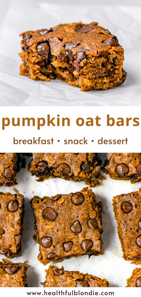 Gluten Free Pumpkin Breakfast Bars, Healthy Pumpkin Baking Recipes, Healthy Pumpkin Bread With Oats, Canned Pumpkin Recipes Dessert Healthy, Pumpkin Cookies With Oat Flour, Pumpkin Recipes Gluten Free Vegan, Healthy Gf Pumpkin Recipes, Breakfast Pumpkin Bars, Healthy Dessert Recipes Pumpkin