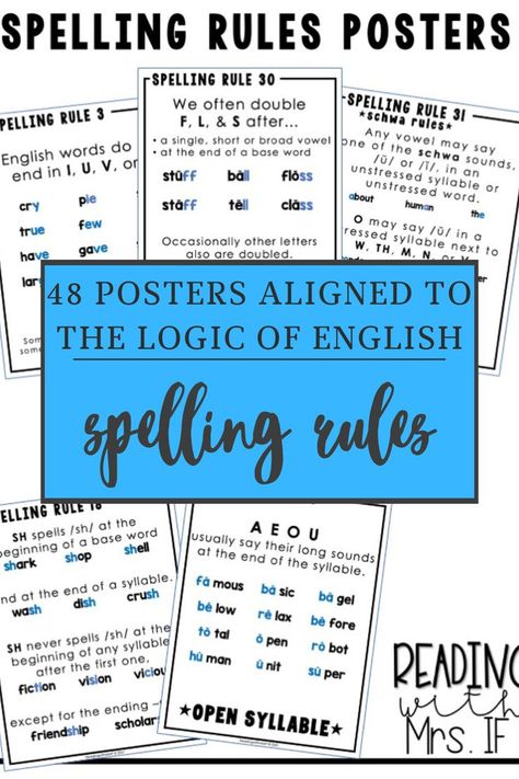 Spelling Rules Anchor Chart, Spelling Rules Posters, English Spelling Rules, Logic Of English, Phonics Posters, Learning Phonics, English Spelling, Phonics Rules, Teaching Second Grade