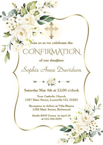 Invitation Request Confirmation Sponsor | Zazzle Bautizo Ideas, Confirmation Invitations, Holy Communion Invitations, Communion Party, Communion Invitations, Pink Watercolor Flower, Baptism Invitation, Girl Christening, Baptism Party