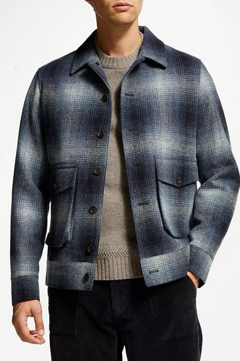 This classic jacket has been crafted in the British wool tweed, meaning it's super luxurious. This heritage-inspired style features a lapel collar and is fully lined. Mens Fashion Coat, Men Gift Ideas, Pants Outfit Men, Checked Jacket, Mens Casual Dress Outfits, Guys Clothing Styles, Wool Shirt, Classic Jacket, Mens Fashion Casual Outfits