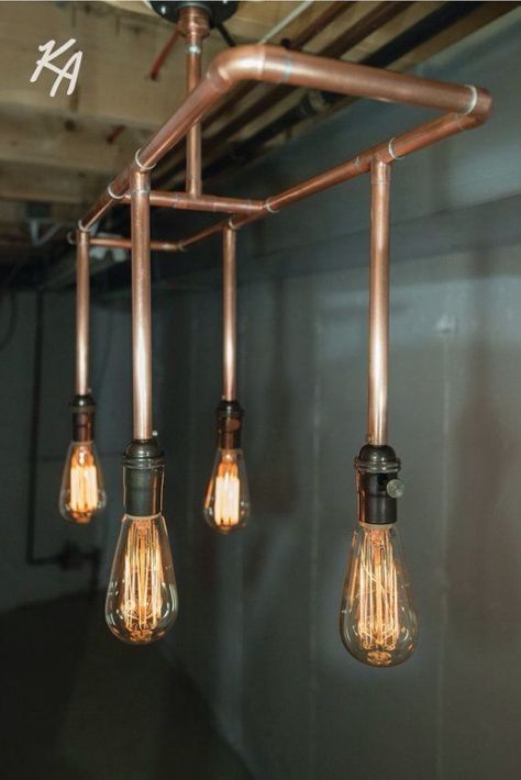 #bathroomfixtures #copper #bathroom #fixtures Pipe Lighting Fixture, Industrial Lighting Diy, Copper Pipe Ideas, Lighting Diy Ideas, Industrial Bathroom Lighting, Copper Light Fixture, Copper House, Luminaire Original, Copper Pipes