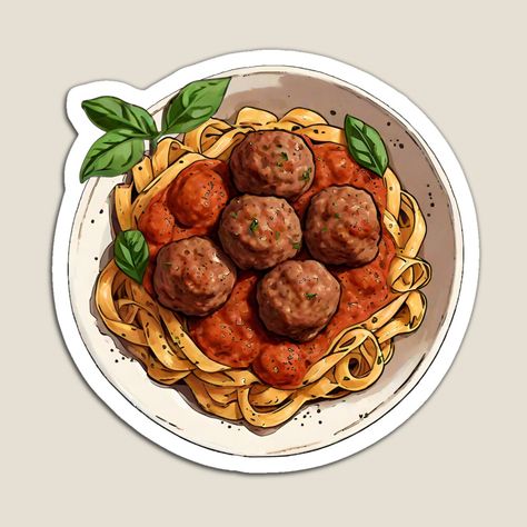 Eating meatball pasta is like having a flavor party in your mouth – and everyone's invited! 🍝😋 #redbubble #findyourthing #pasta #meatball #foodies Meatball Illustration, Pasta Illustration, Meatball Pasta, Italian Meatballs, Coffee Illustration, Pasta Lover, Sketch A Day, Macaroni Salad, Food Illustrations