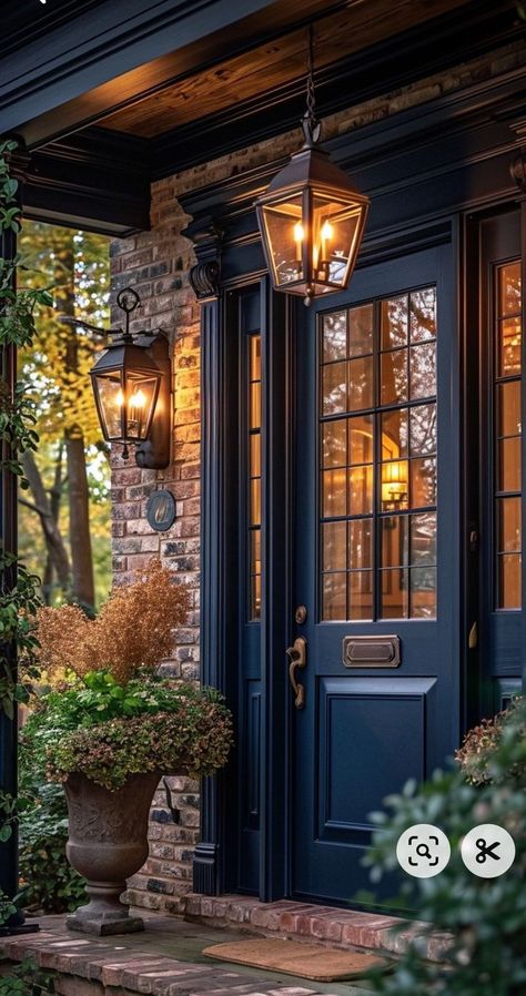 Bright Home Exterior Colors, Front Door Lighting, Casa Country, Casa Exterior, Bella Vista, Front Door Design, Front Entry, House Renovation, Entry Door