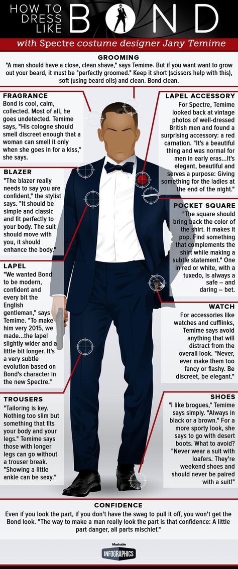 Here's how to pul off a suave, sophisticated James Bond suit James Bond Suit, Bond Suits, Bond Dress, Dress Up Ideas, James Bond Party, James Bond Theme, James Bond Style, Daniel Craig James Bond, Der Gentleman