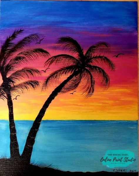 Tips for Painting with Kids | The Social Easel Online Paint StudioTips For Painting With Kids AND A TROPICAL SUNSET KIDS PAINTING TUTORIAL! Painting Ideas Easy Landscape, Simple Abstract Painting Ideas, Landscape Paintings For Beginners, Painting Ideas Easy Acrylic, Easy Diy Acrylic Painting, Painting Ideas For Kids Easy, Tree Painting Ideas, Acrylic Paintings Easy, Simple Acrylic Painting Ideas