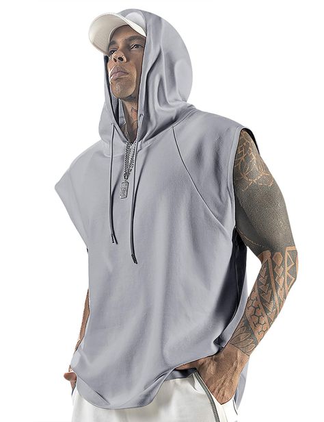 PRICES MAY VARY. What to wear in summer, what is the most concave shape, sleeveless shirts for men. Hooded design, the moment you wear a hat during training, the world has nothing to do with me, concentrate on training. The hooded vest has always been a popular style in spring and summer, and has always been loved by everyone. This is a loose mens workout tank top, which can show the muscle lines of the arm, highlight the figure, and make you full of charm! Simple, stylish and sporty. Loose vers Men’s Activewear, Tank Top Outfits Men, Active Wear Men, Sleeveless Hoodie Men, What To Wear In Summer, Gym Hoodies, Bodybuilding Tank Top, Mens Gym Fashion, Mens Workout Tank Tops