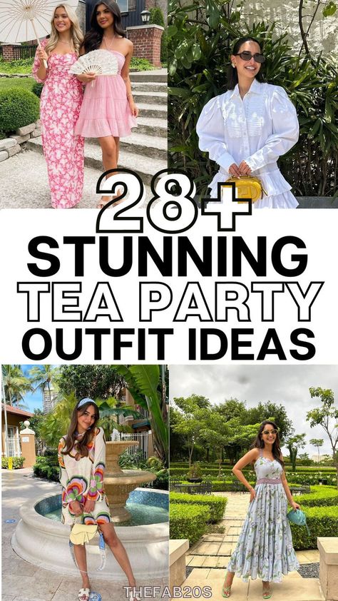 Looking for stunning and chic tea party outfit ideas?! We've got some trendy and classy tea party outfis you have to go see! They are so easy to replicate for the perfect occasion Classy Tea Party, Tea Party Outfit Ideas, High Tea Outfit, Tea Party Outfit, Tea Party Attire, Party Outfit Ideas, Tea Party Bridal Shower, Midi Skirts, Elevate Your Look