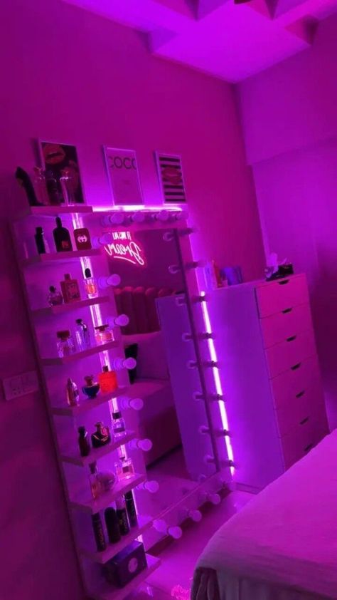 Want a more aesthetic room?...i got you. Visit the link below ⬇️ Hot Room Decor, Small Baddie Room Ideas Bedrooms, Cute Rooms Baddie, Cute Room Ideas Aesthetic Baddie, Baddie Room Inspo For Small Rooms, Glam Room Ideas Bedroom, Pink Room Ideas For Teens, Dream Rooms Aesthetic Led, Led Light Bathroom Ideas