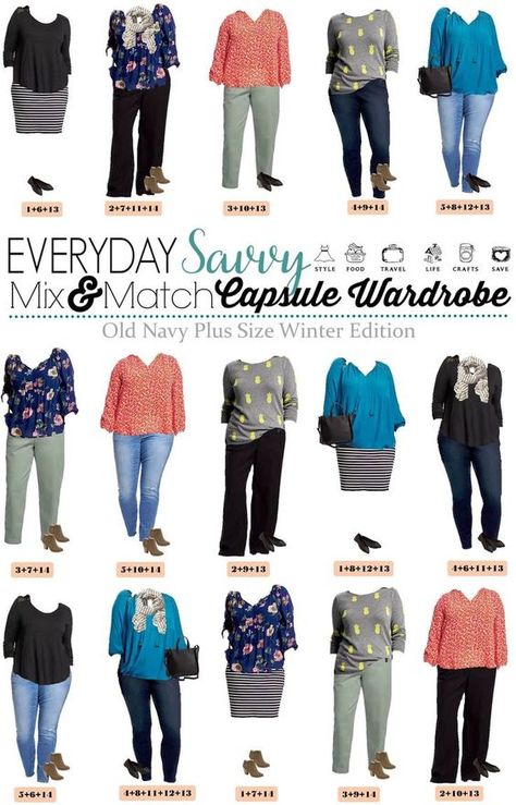 This Old Navy Plus Size Capsule Wardrobe is perfect for mix and match outfits for winter through spring. Love the pineapple sweater! via @everydaysavvy Plus Size Capsule, Plus Size Capsule Wardrobe, Old Navy Plus Size, Project 333, Plus Zise, Plus Size Tips, Winter Travel Outfit, Mode Tips, Plus Size Winter