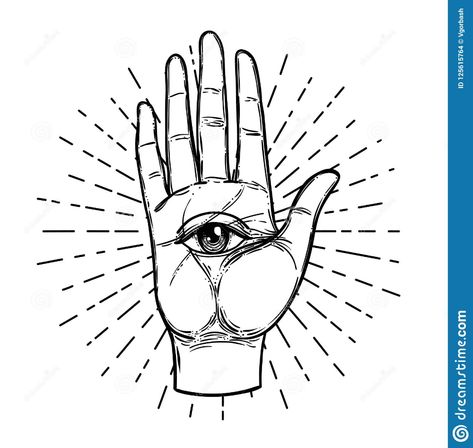 Spiritual Drawings, Mystic Illustration, Hand Symbols, Eye Illustration, Psy Art, Hand Sculpture, Seeing Eye, All Seeing Eye, Alien Art