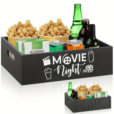 Movie Night Snack Organizer Handles Wooden Popcorn Bag Snack - Temu S'mores Tray, Kitchen Cabinet Pantry, Smores Kits, Snack Basket, Popcorn Bag, Accent Shelf, Snack Holders, Pantry Organizer, Cabinet Pantry