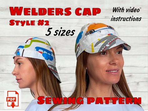 Welders Cap Pattern Free, Welding Cap Pattern, Cap Sewing Pattern, Pattern For Sewing, Welder Cap, Welding Cap, Welding Caps, Start Sewing, Printable Sewing Patterns