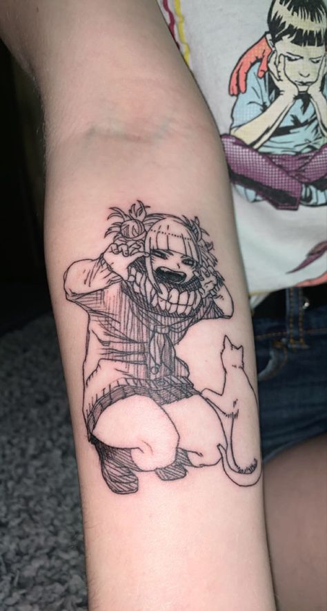 Tattoo Ideas Anime Mha, Toga Tattoo Ideas, Tiny Mha Tattoos, Anime Tattoos Mha, Anime Tattoos Girly, My Hero Academia Tattoos, Anime Leg Tattoo, Mha Tattoos Simple, Fangirl Tattoos